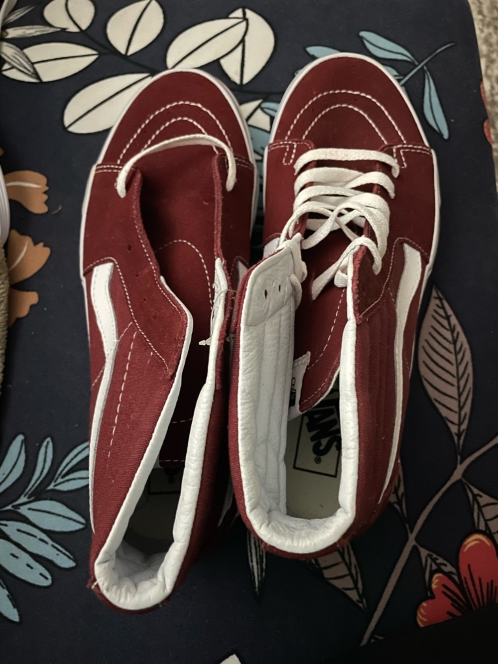 Vans Red and White Low-Top Skate Sneakers